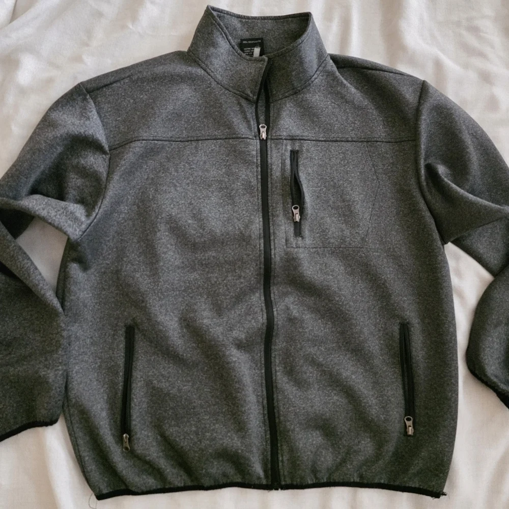 * Original Deluxe Charcoal Zip-Up Lightweight, Full-zip Heather Grey Jacket 3XL